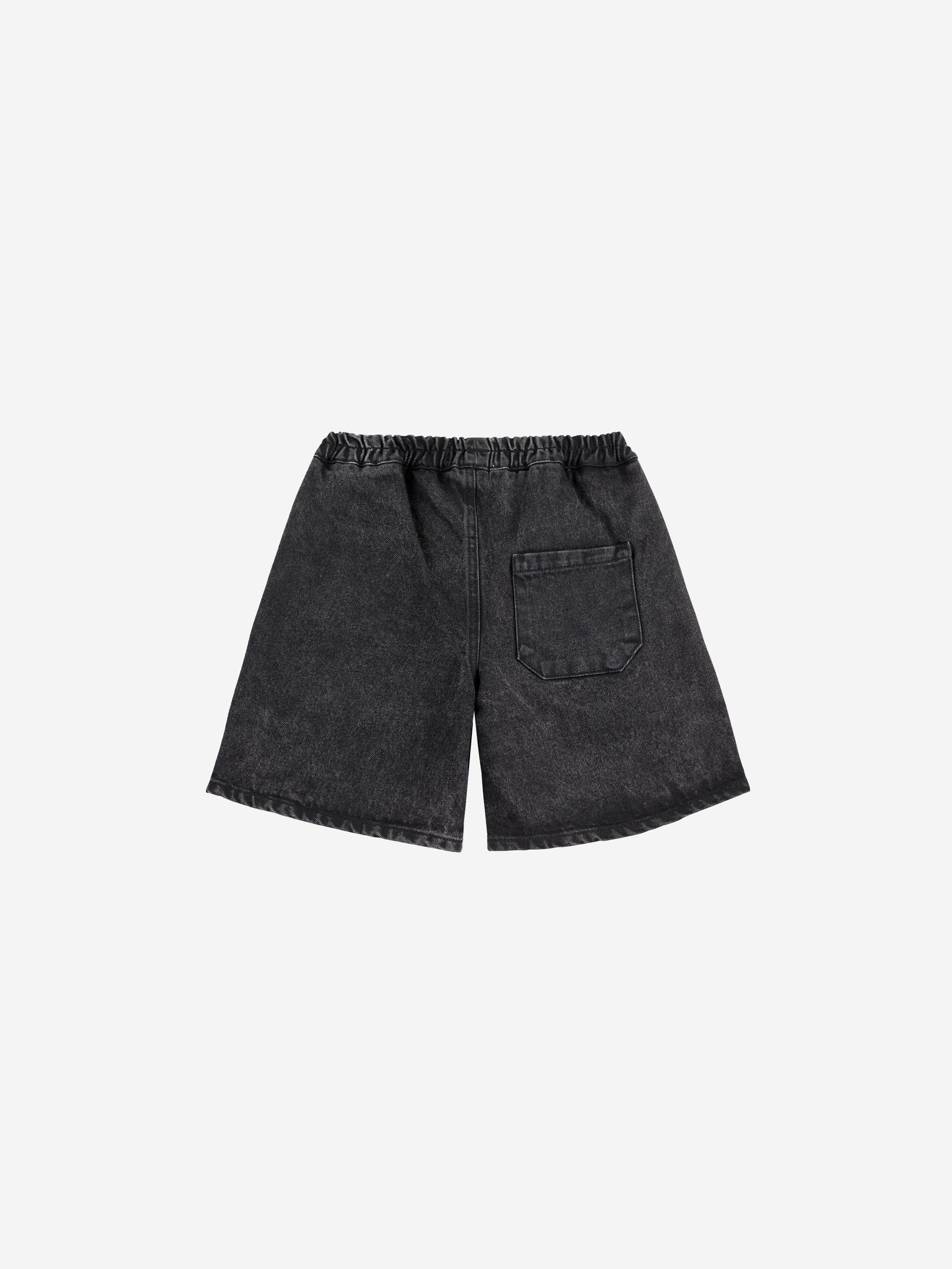 Black Mid-Length Denim Shorts