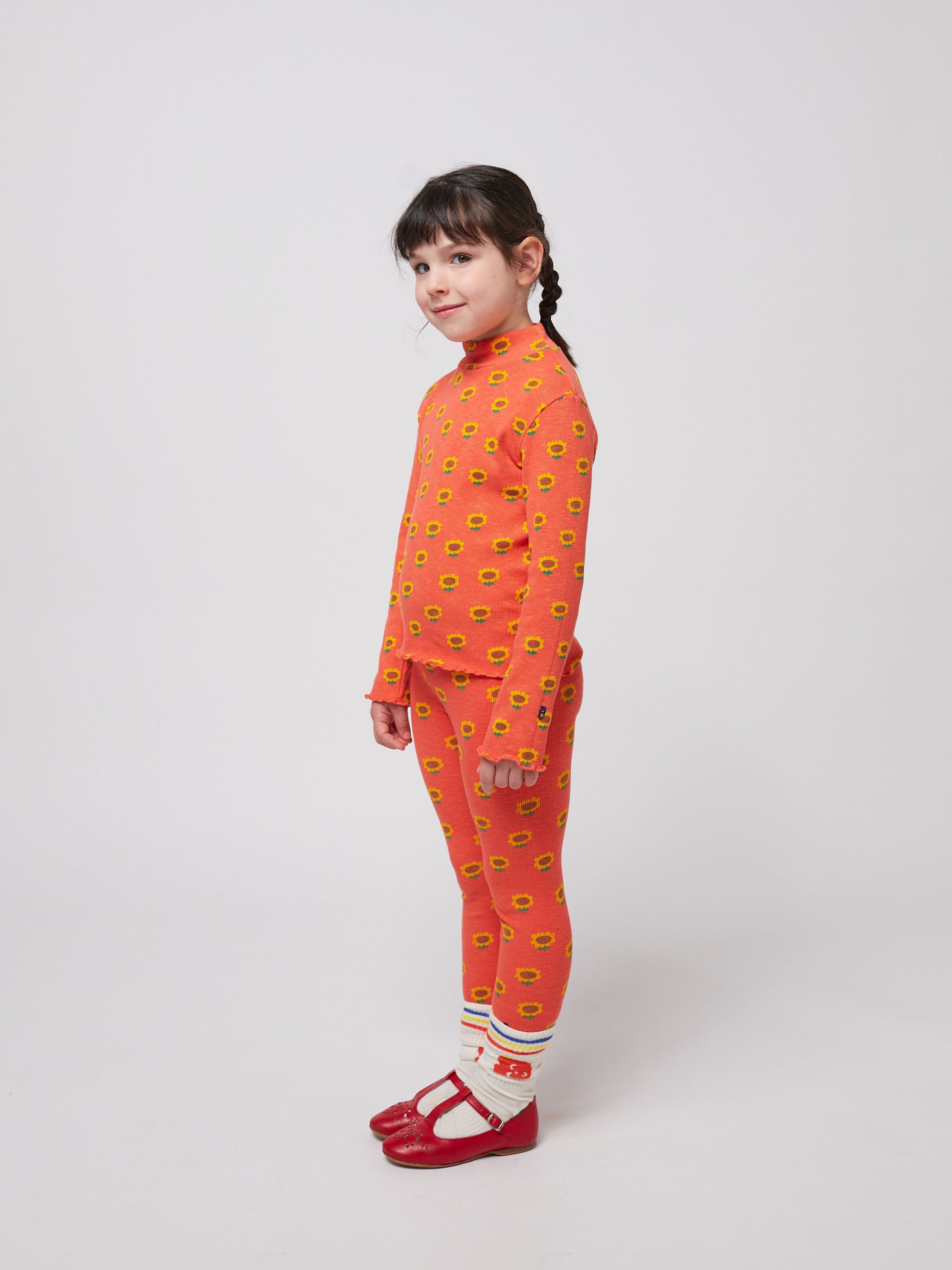 Red Legging Printed Sunflower
