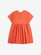 Coral Checkered Sunflower Dress