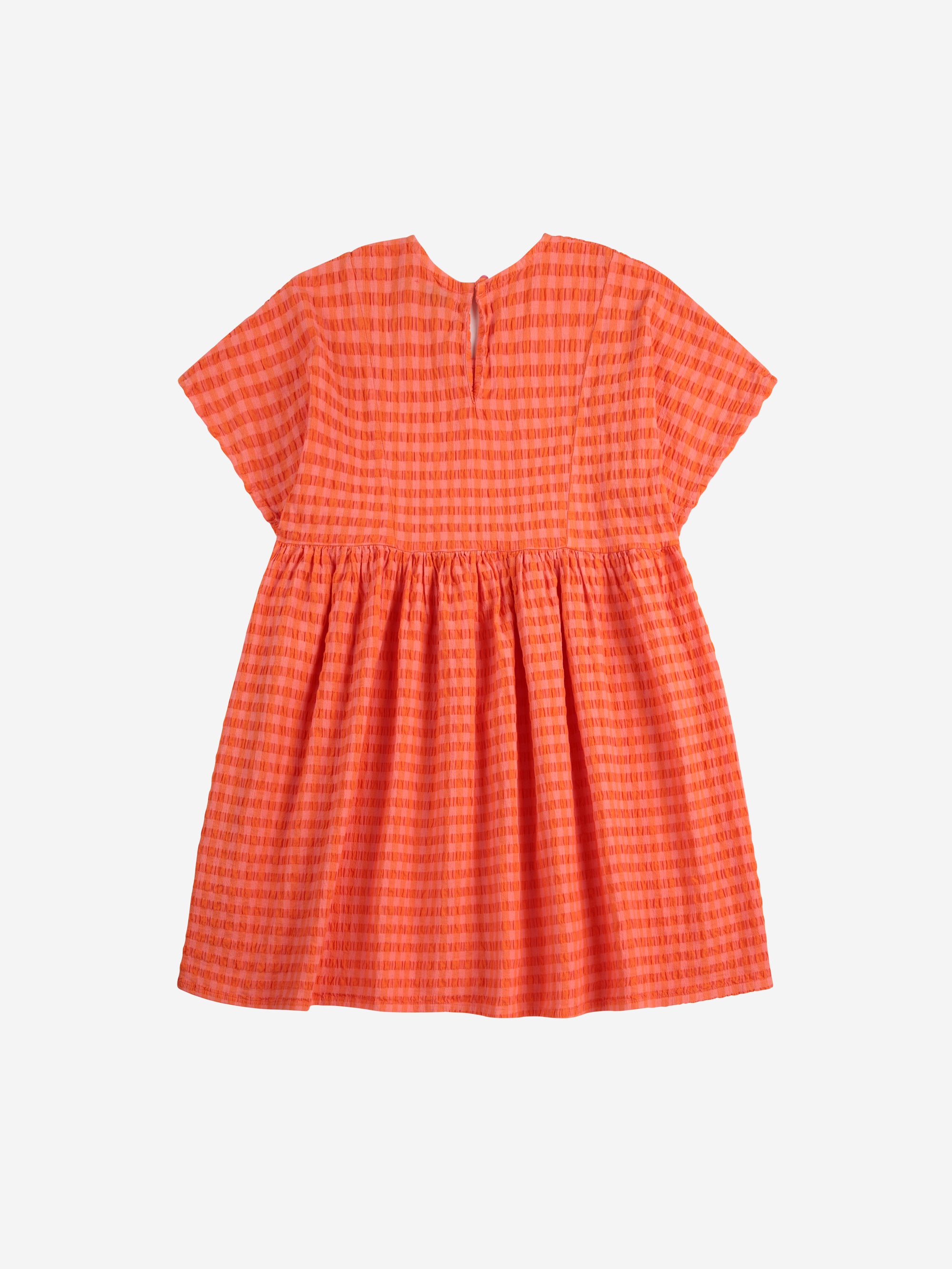 Coral Checkered Sunflower Dress