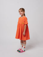 Coral Checkered Sunflower Dress