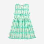 Turquoise dress with printed fish