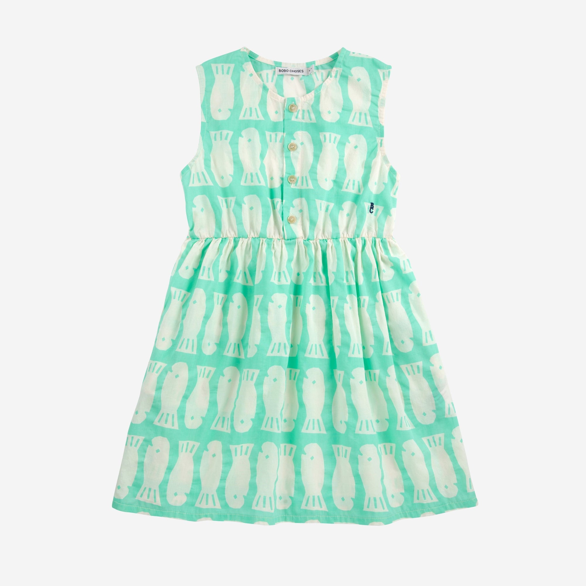 Turquoise dress with printed fish