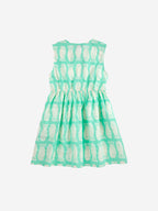 Turquoise dress with printed fish