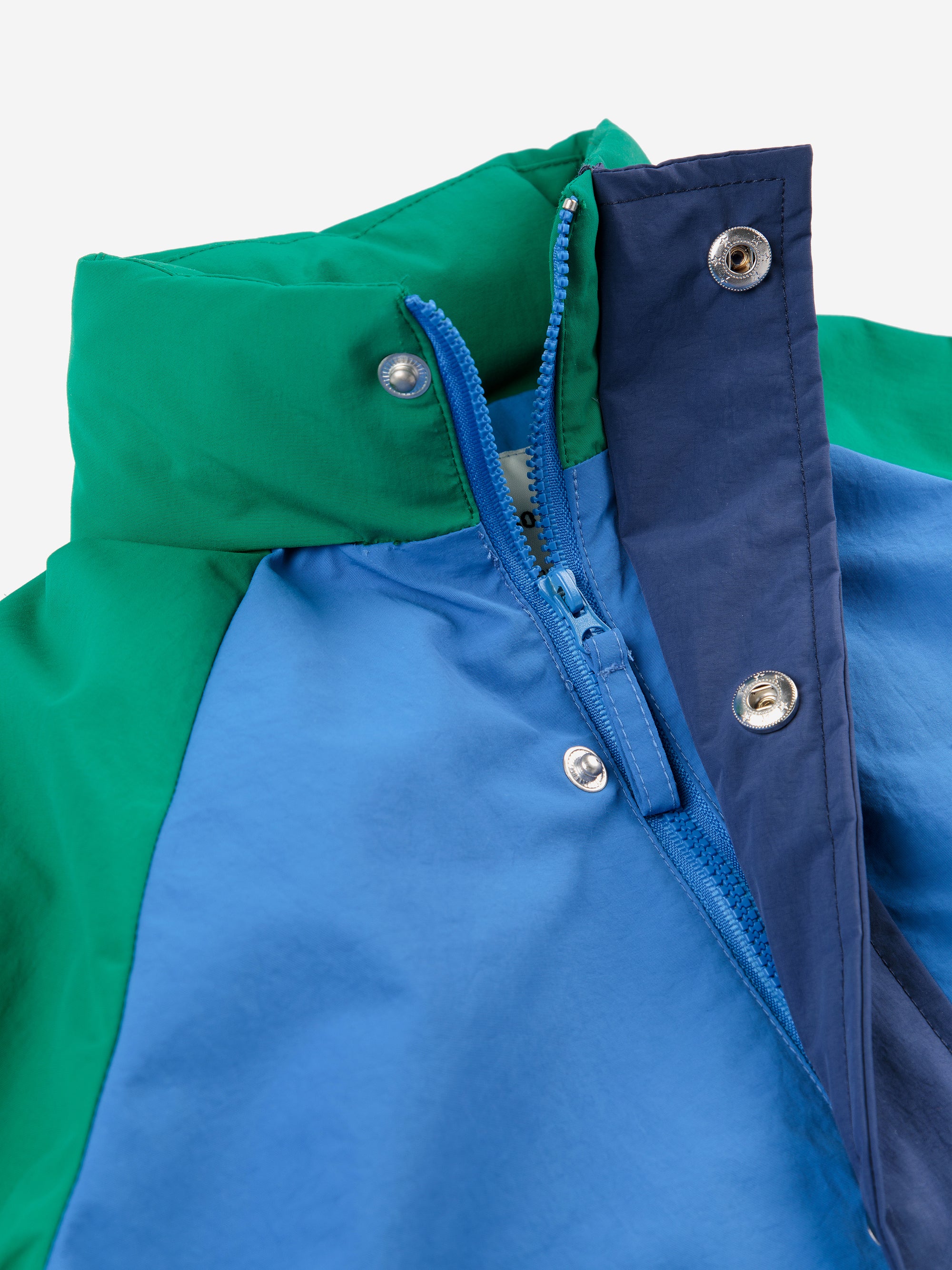 Multicolored rain jacket with print