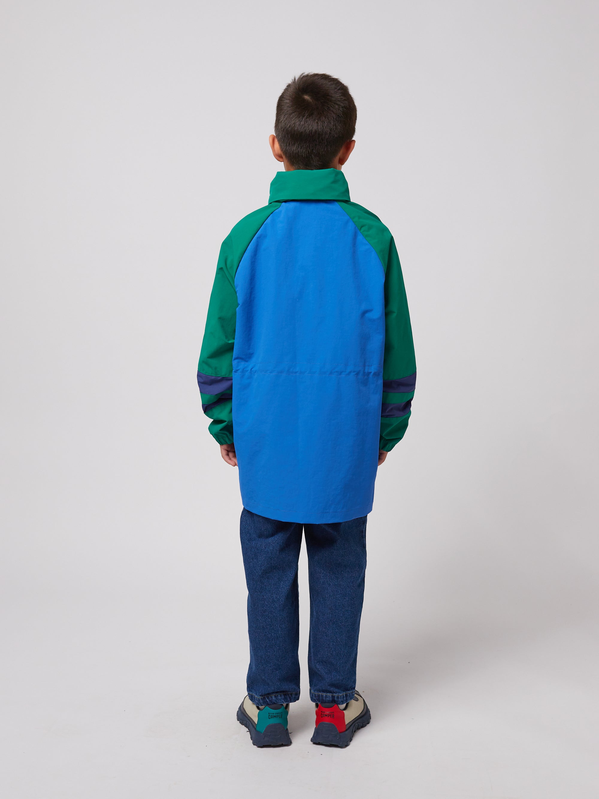 Multicolored rain jacket with print