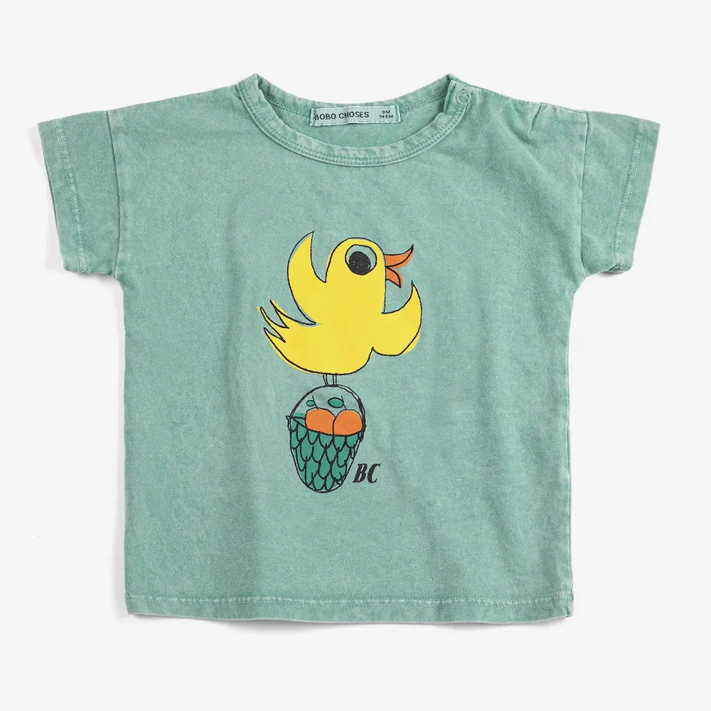 Baby Green T-shirt with Flying Orange Print