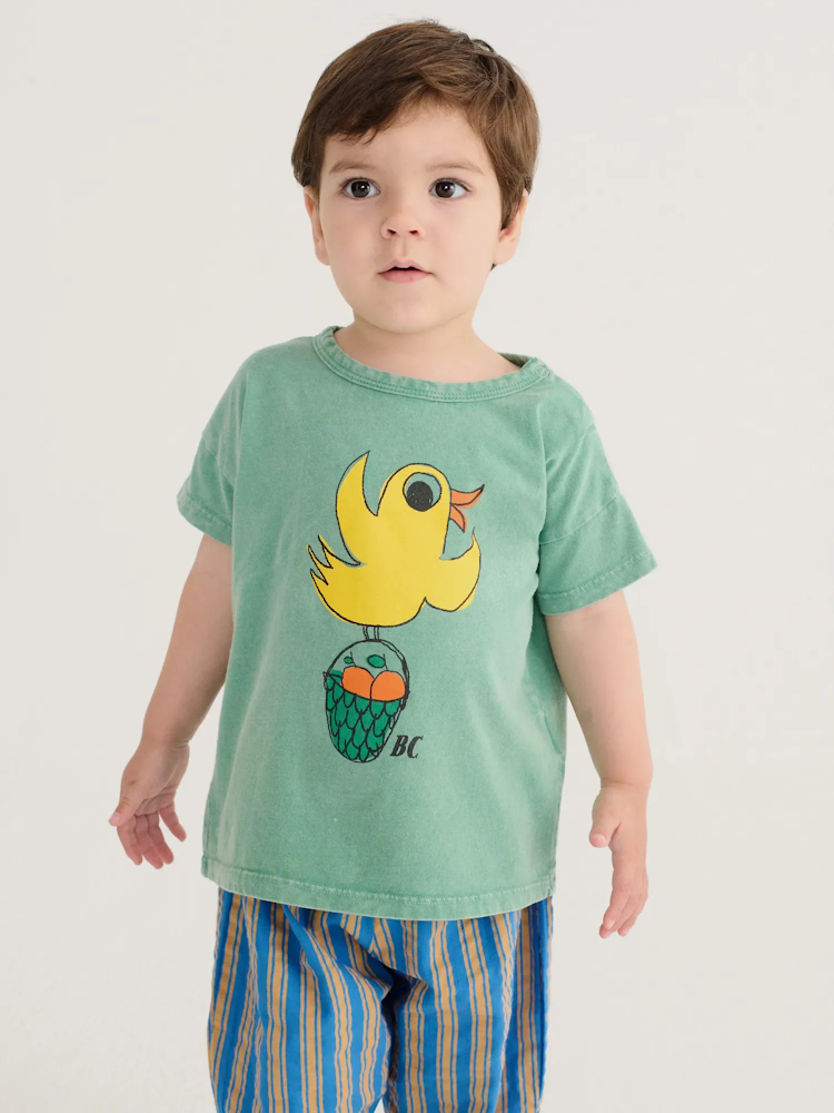 Baby Green T-shirt with Flying Orange Print
