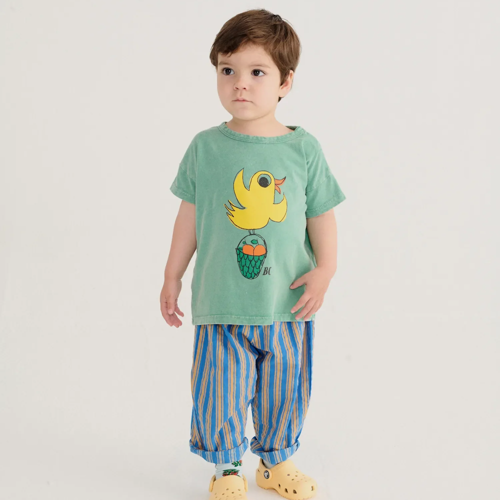 Baby Green T-shirt with Flying Orange Print