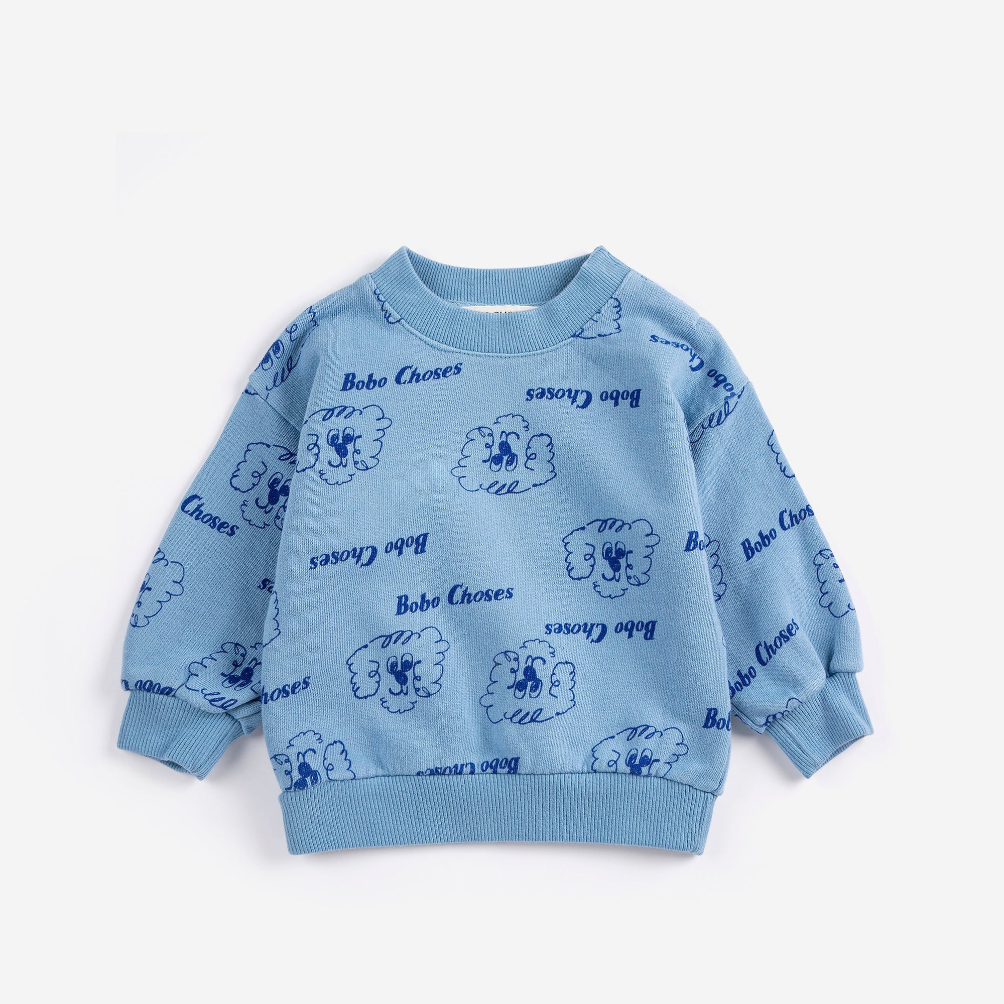 Baby Blue Sweatshirt with All Over “Pickles the Dog” Print
