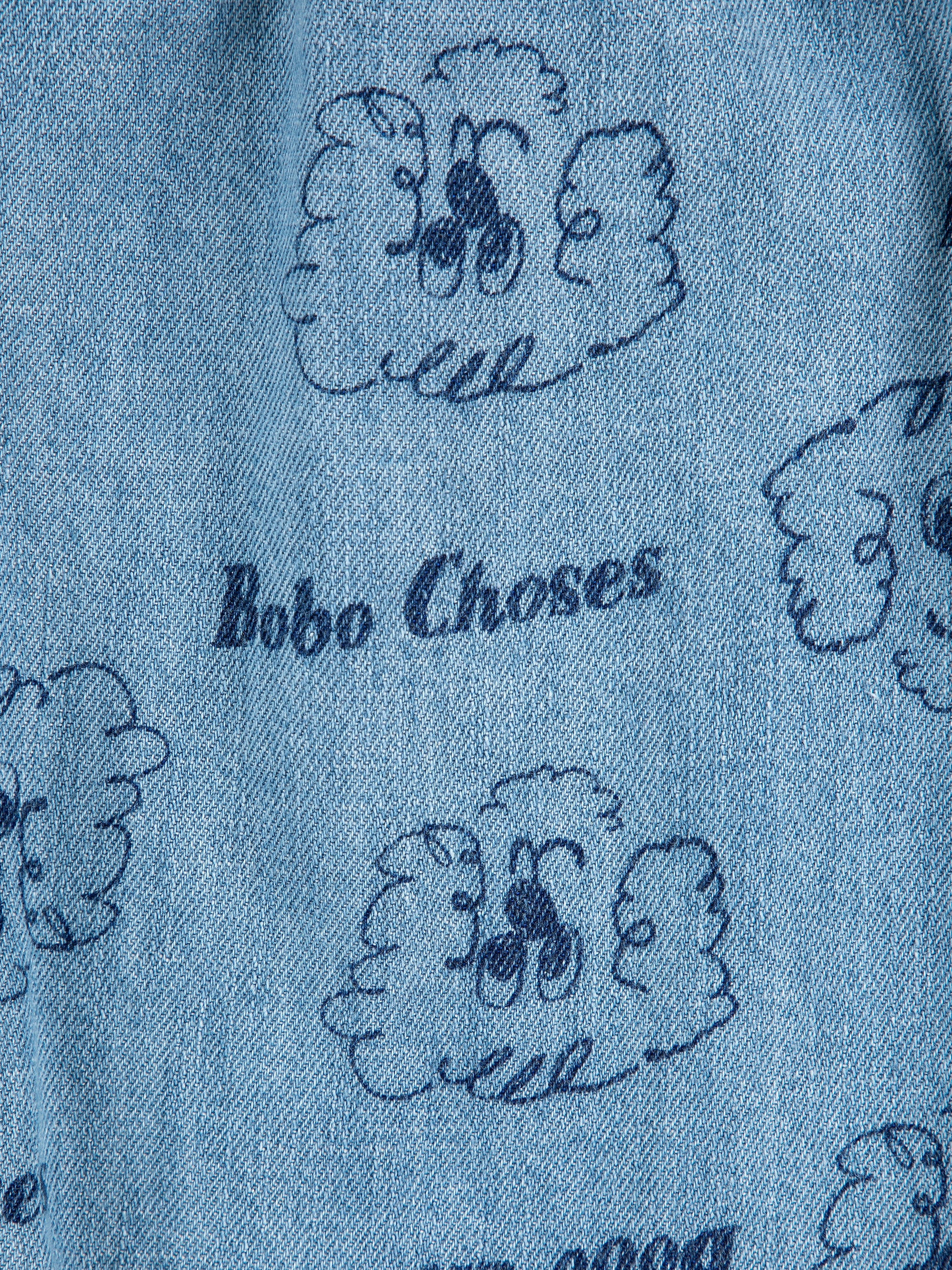 Baby Blue Denim Trousers with All Over “Pickles the Dog” Print