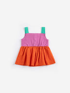 Robe Bébé Sans Manches Tissée Color Block à Imprimé Pixel Daisy