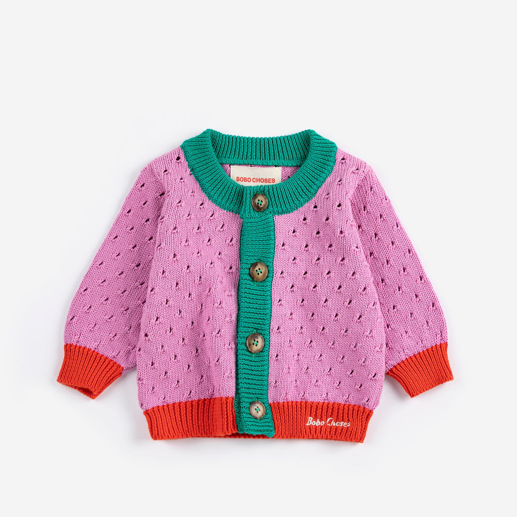 Cardigan Bébé Ajouré Color Block