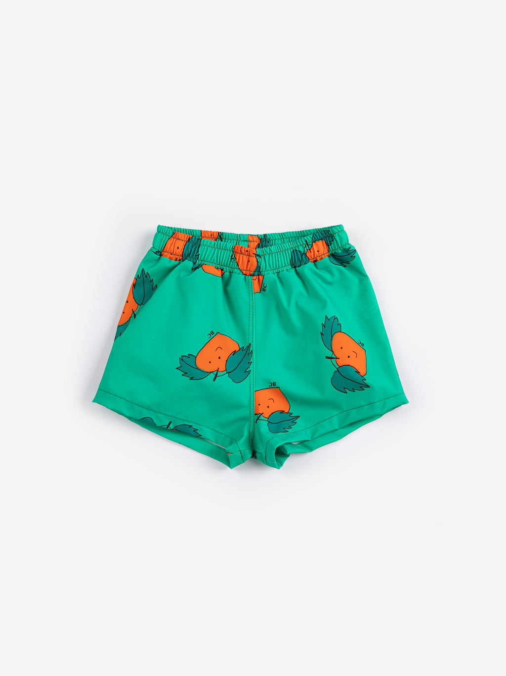Baby Swim Trunks Green with All Over Orange Print