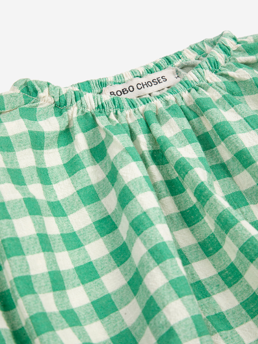 Baby Vichy Woven Blouse in Green Plaid with Pixel Sugar Beet