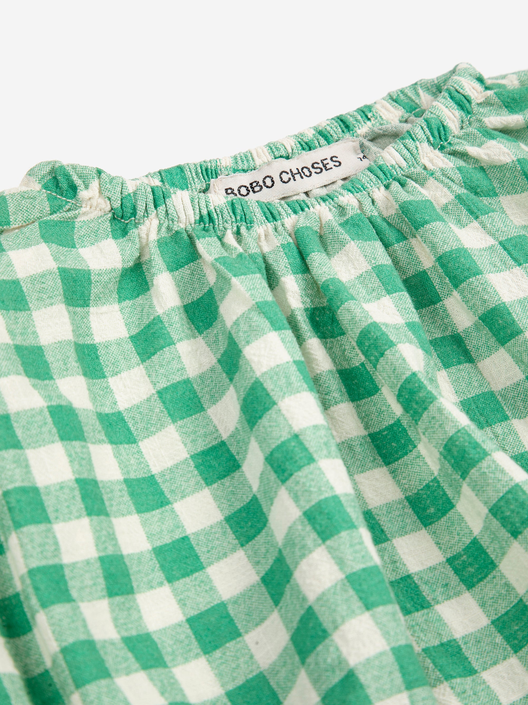 Baby Vichy Woven Blouse in Green Plaid with Pixel Sugar Beet