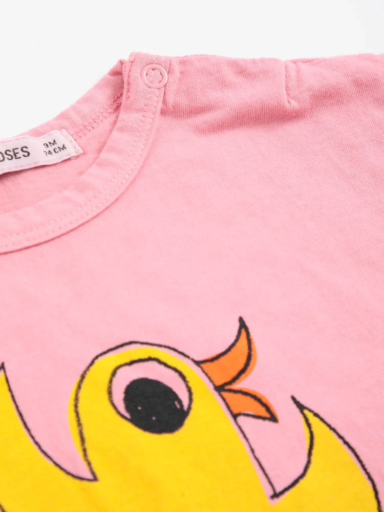 Baby Pink T-shirt with Flying Orange Print