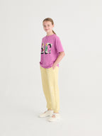 T-shirt Violet à Imprimé Spring Letters