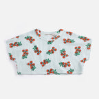Cropped T-shirt with All Over Juicy Tomato Print