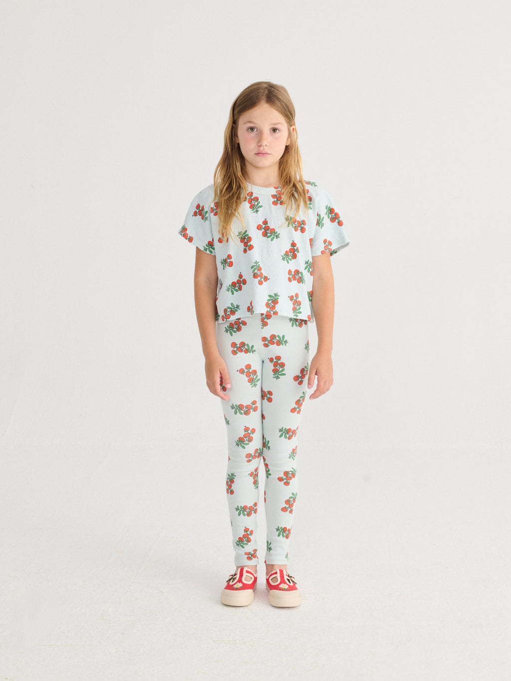 Light Blue Leggings with All Over Juicy Tomato Print
