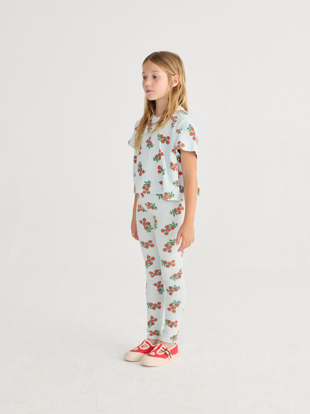 Light Blue Leggings with All Over Juicy Tomato Print