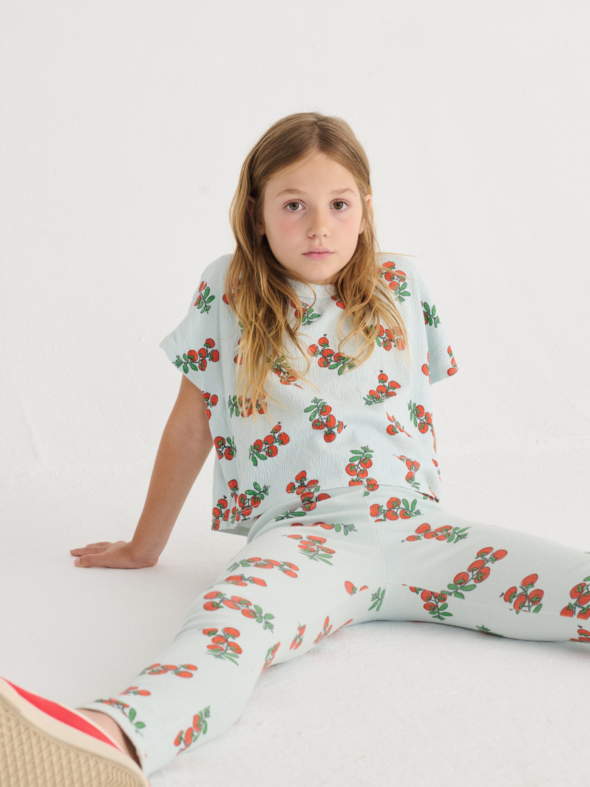 Leggings Bleu Clair à Imprimé Tomates Juteuses All Over