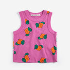 Purple Tank Top with All Over Orange Print