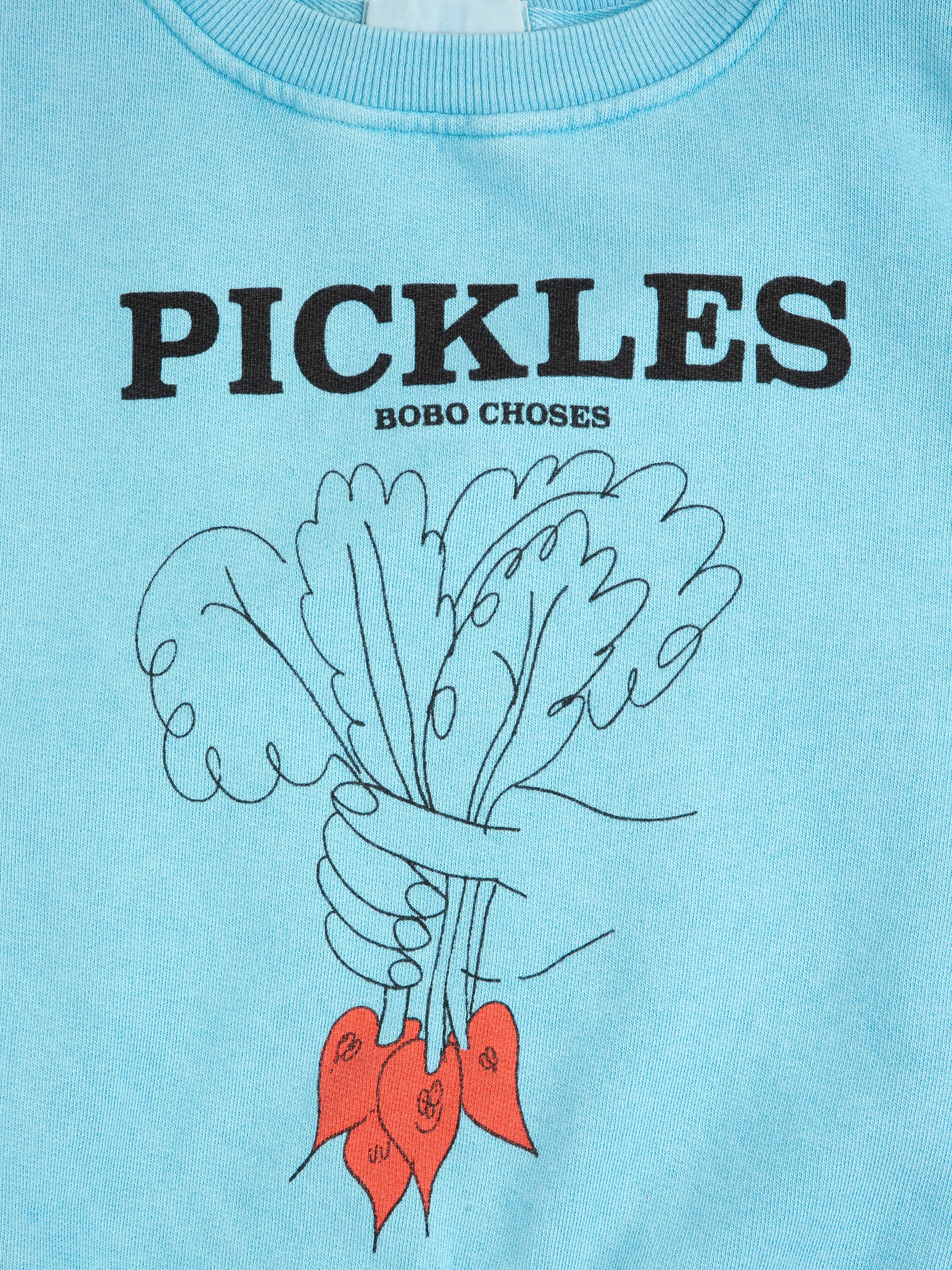 Light Blue Sweatshirt with Bunch of Vegetables Print