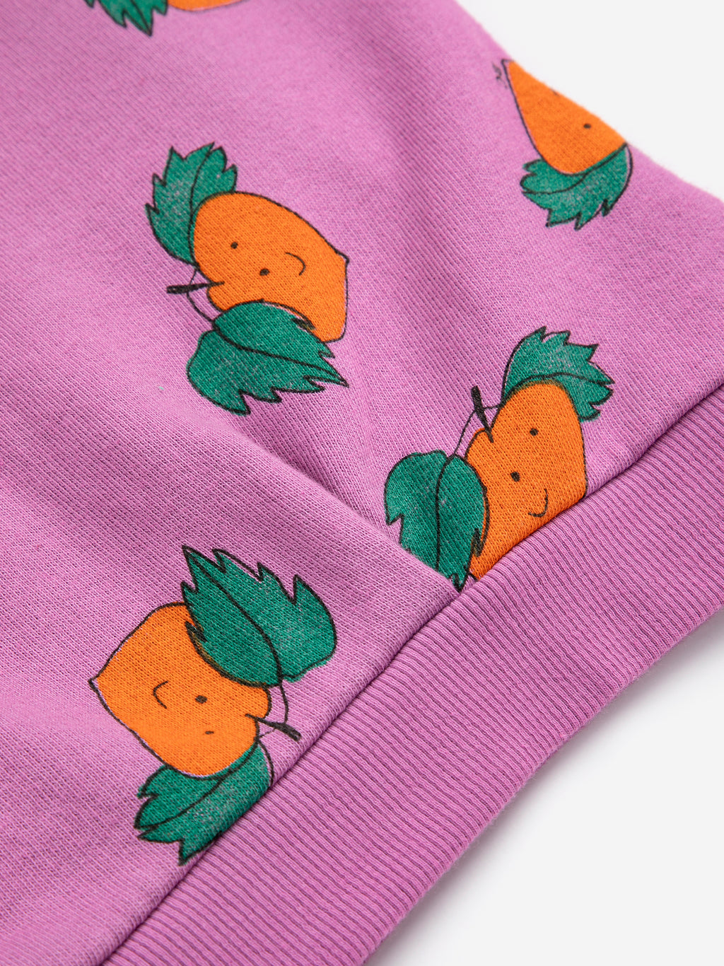 Purple Cropped Sweatshirt with All Over Orange Print