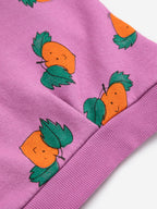 Purple Cropped Sweatshirt with All Over Orange Print