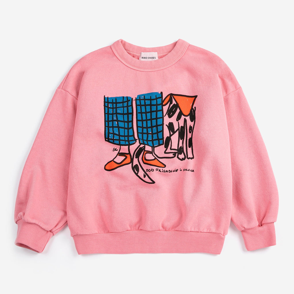 Pink Sweatshirt with Dog Friendship Print