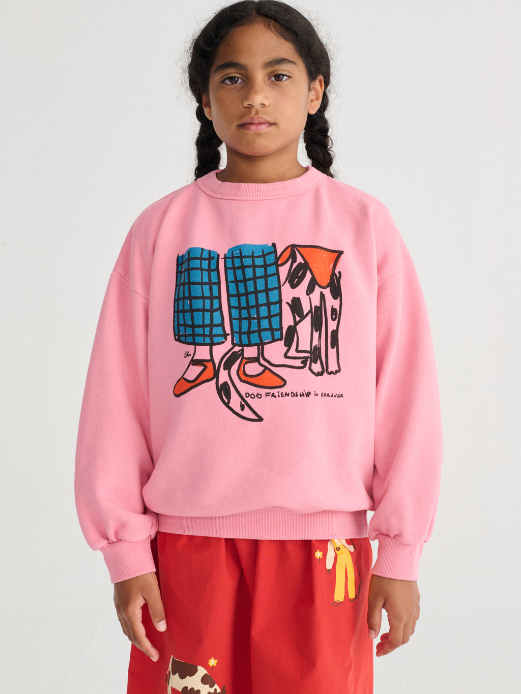 Pink Sweatshirt with Dog Friendship Print