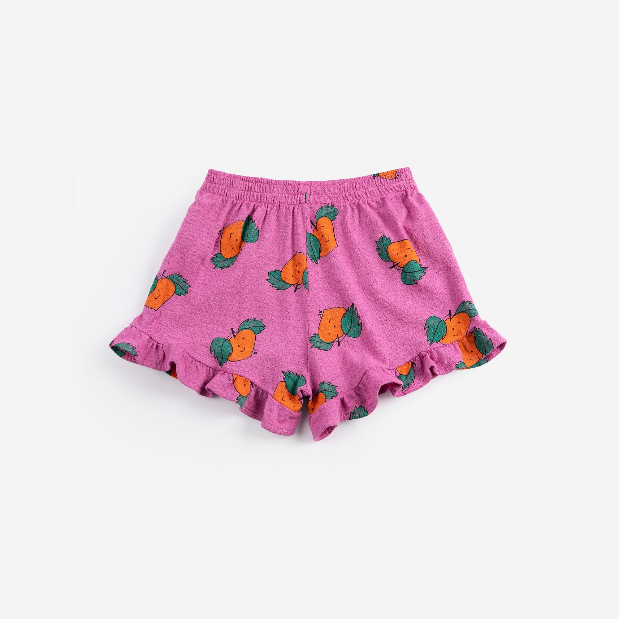 Mini-Shorts à Volants Violet à Imprimé Oranges All Over