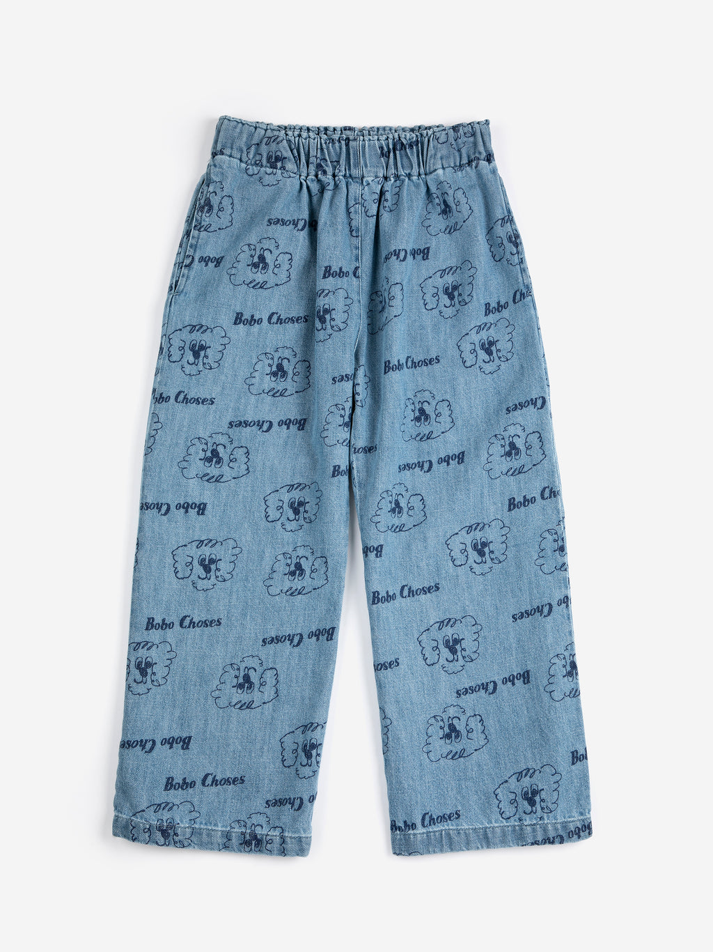 Pantalon en Denim Bleu Clair à Imprimé “Pickles the Dog” All Over
