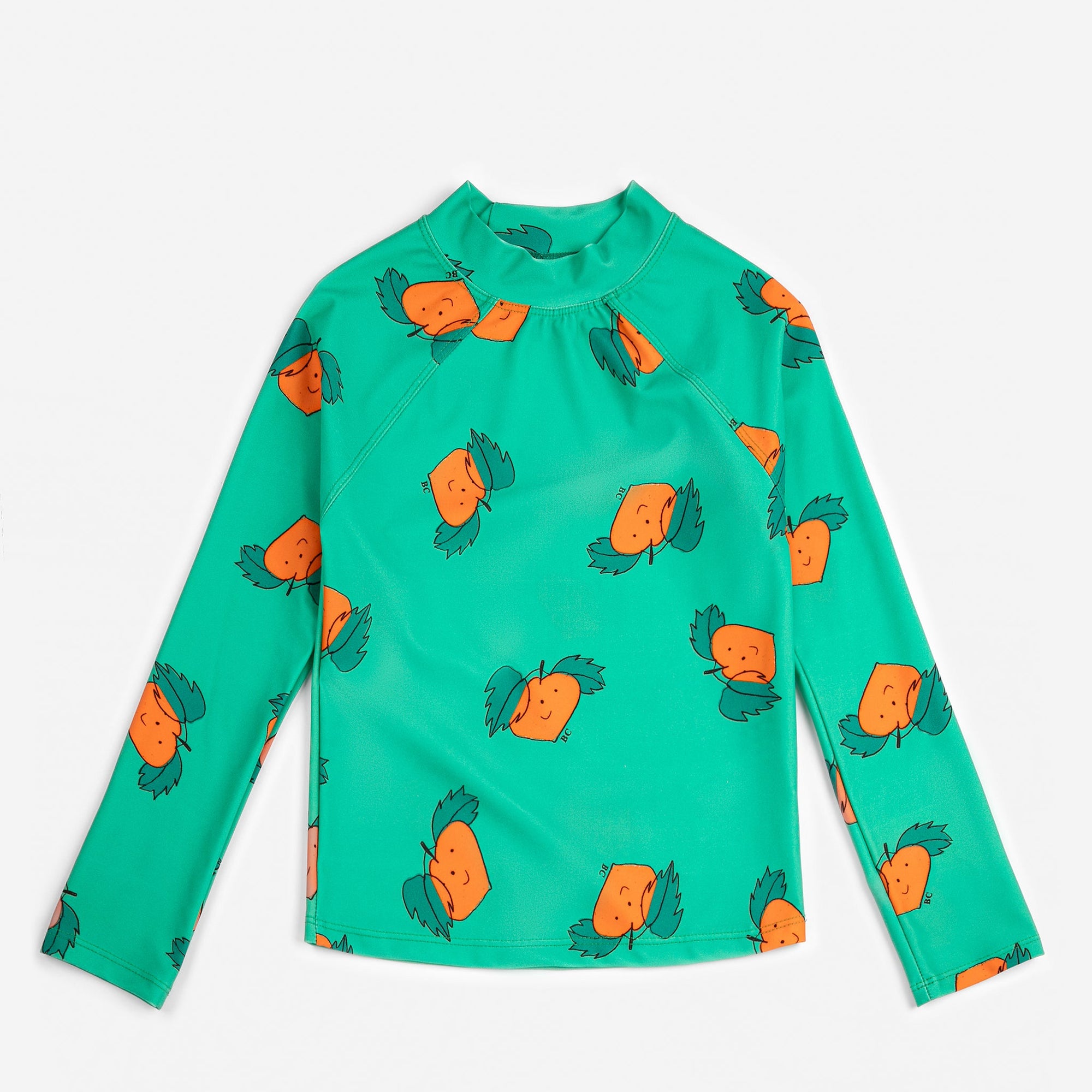 Green Long Sleeve T-Shirt Swimsuit with Curious Turnip All Over Print