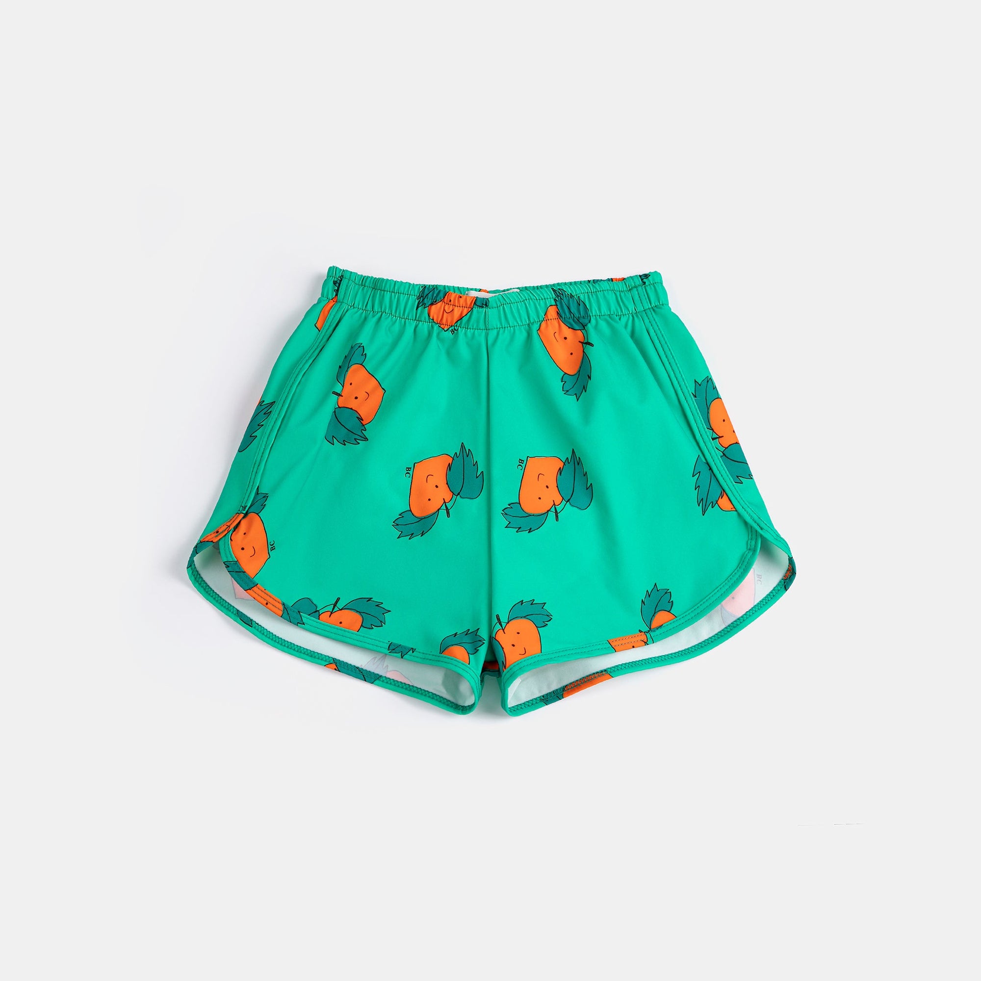 Green Swim Trunks with Curious Turnip All Over Print