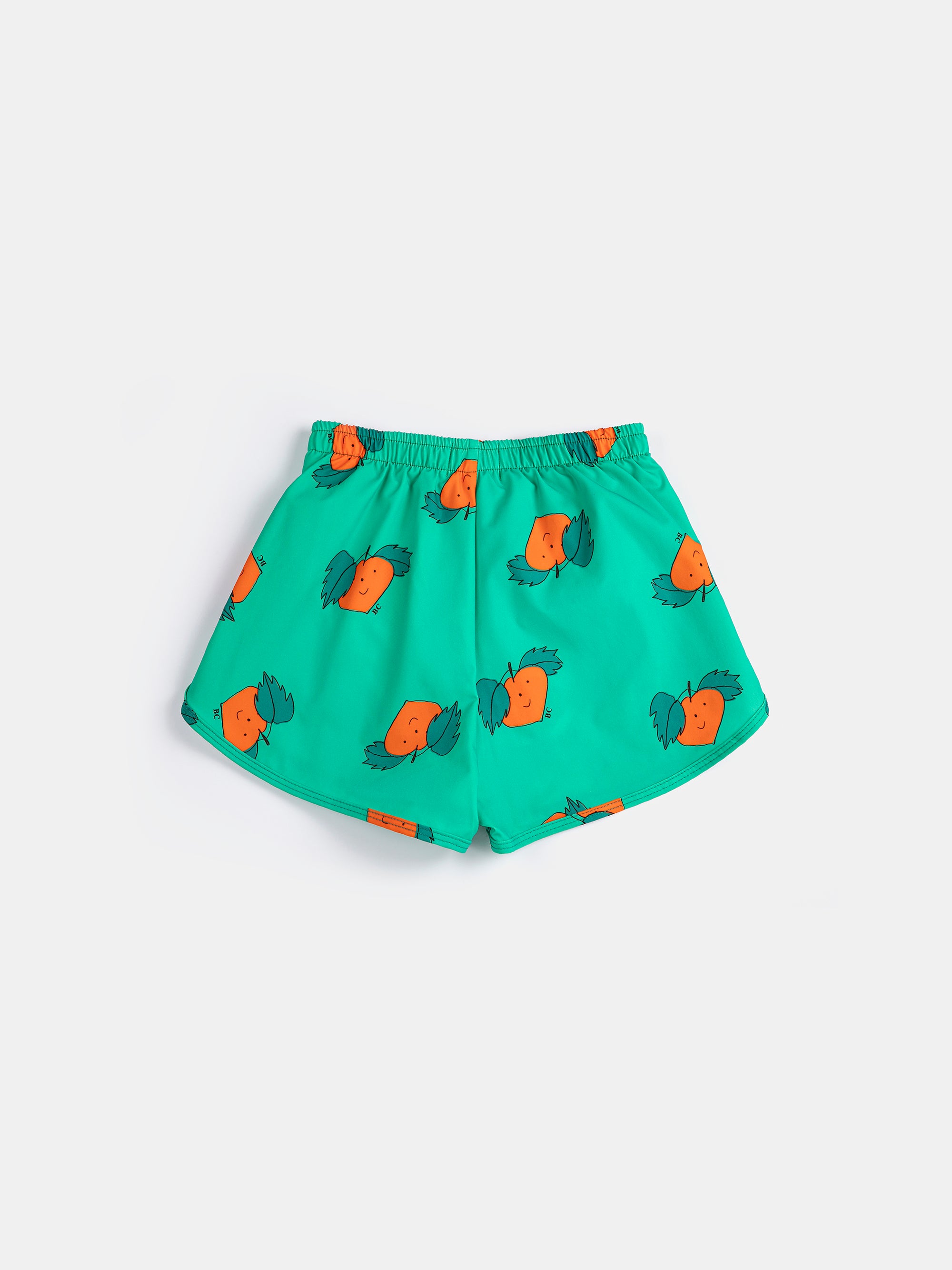 Green Swim Trunks with Curious Turnip All Over Print