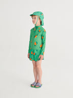 Green Long Sleeve T-Shirt Swimsuit with Curious Turnip All Over Print