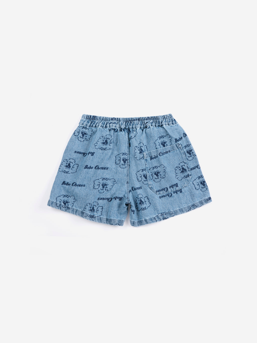 Short en Denim Bleu à Imprimé “Pickles the Dog” All Over