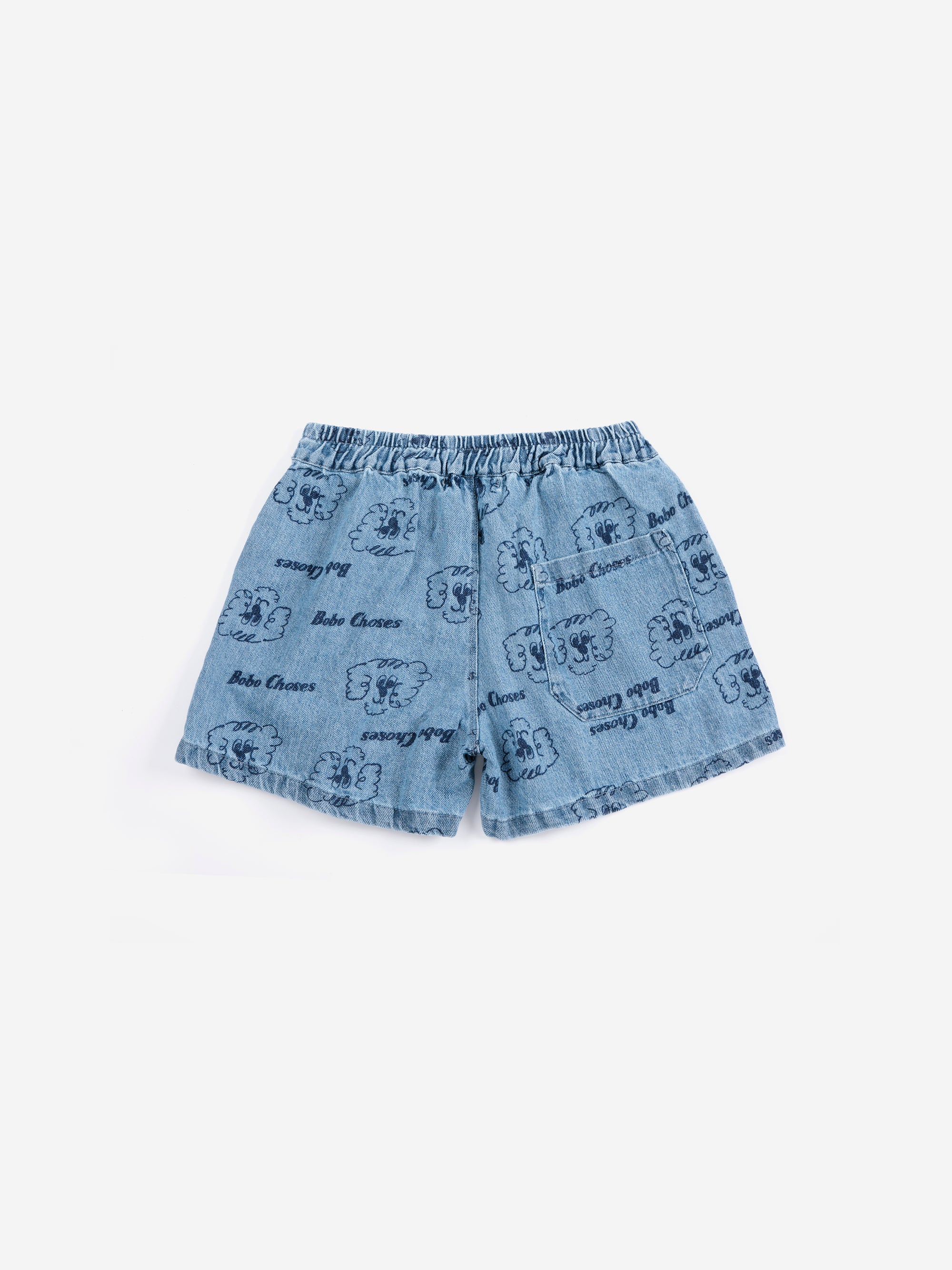 Short en Denim Bleu à Imprimé “Pickles the Dog” All Over