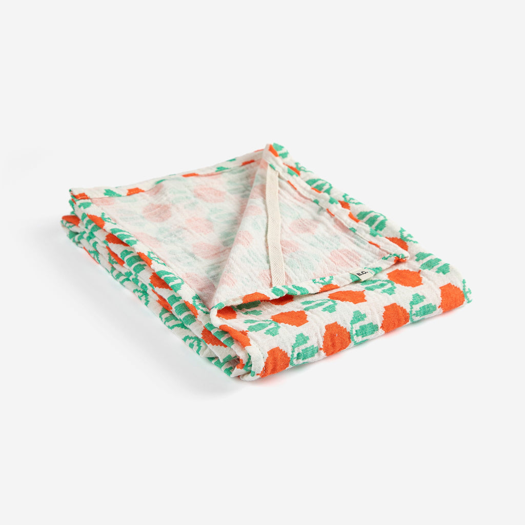 Ecru Muslin Baby Blanket with Cool Radish All Over Print
