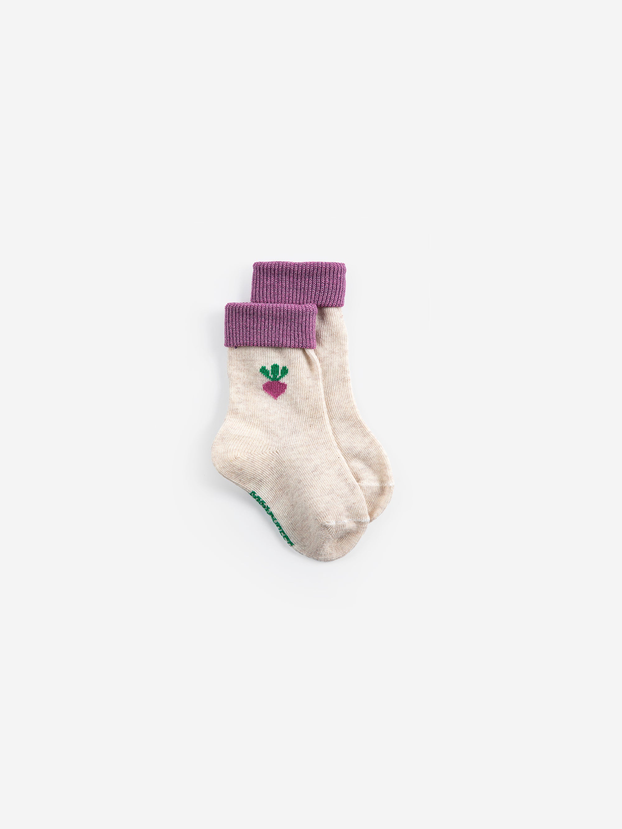 Set of 2 Multicolored Baby Short Socks with Pixel Sugar Beet Print