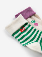 Set of 2 Multicolored Baby Short Socks with Pixel Sugar Beet Print