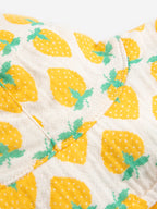 Ecru Baby Hat with All Over Strawberry Print