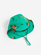 Baby Green Swim Cap with All Over Orange Print