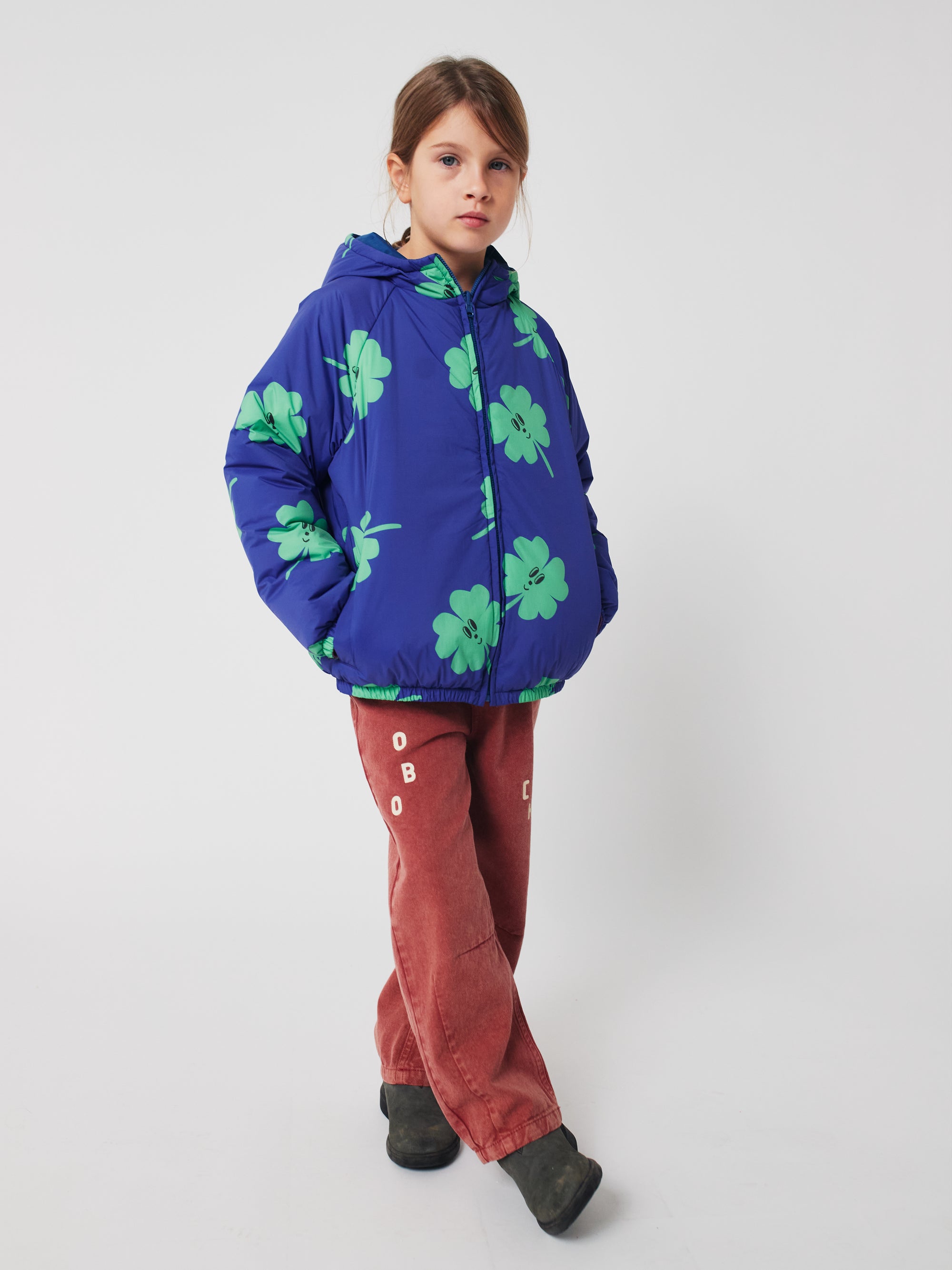 veste imperméable réversible imprimé trèfles