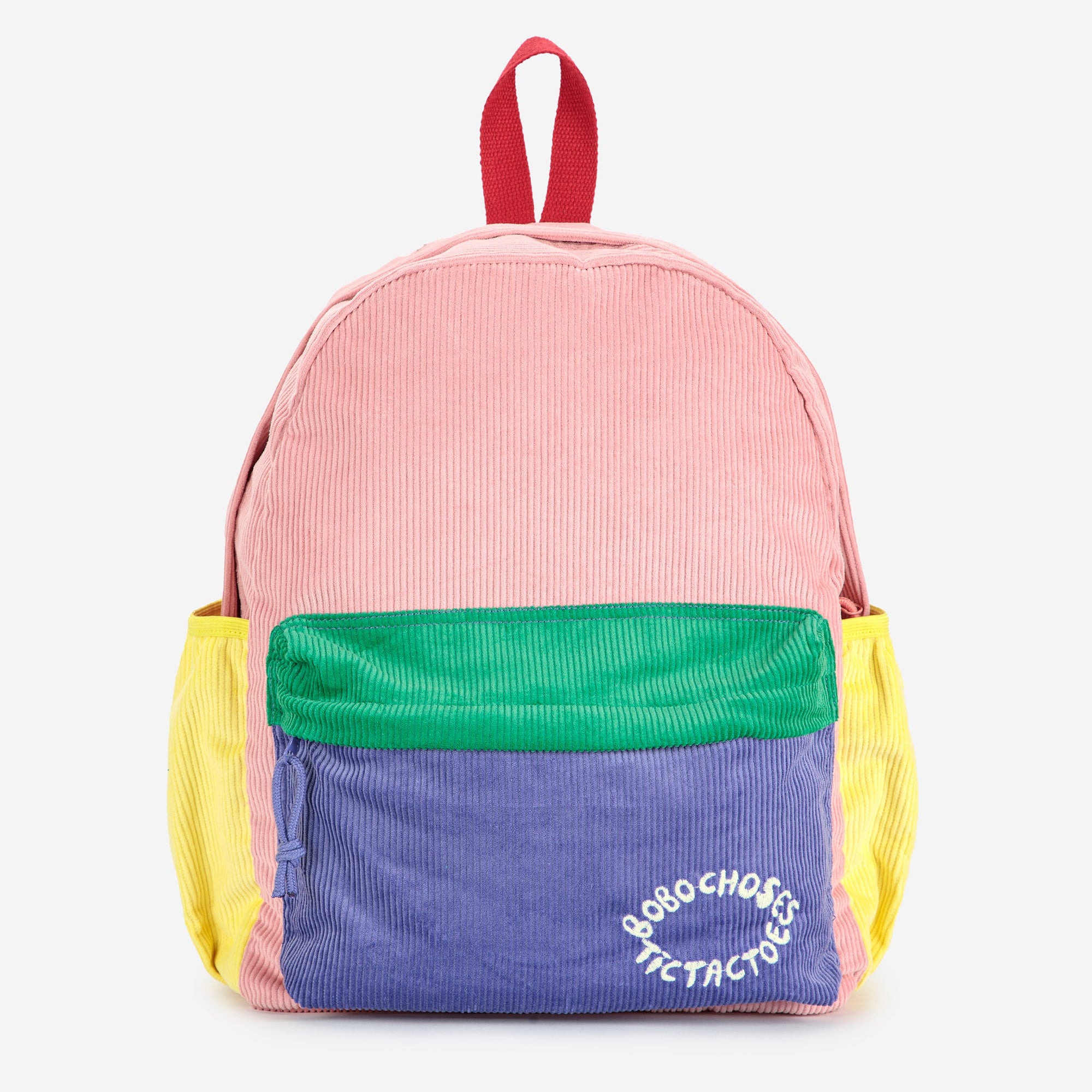 Tic tac toe color block corduroy school bag