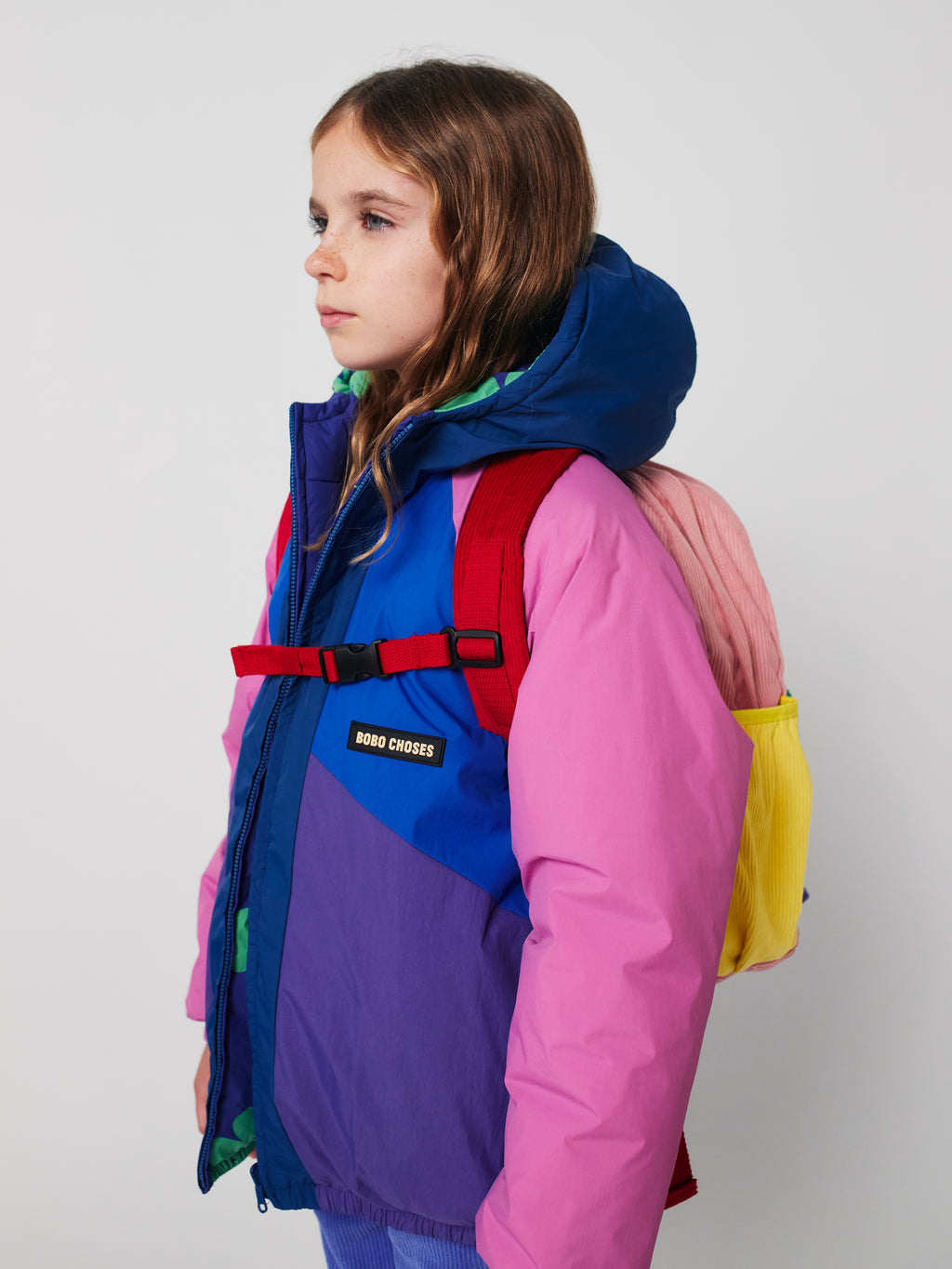 Tic tac toe color block corduroy school bag