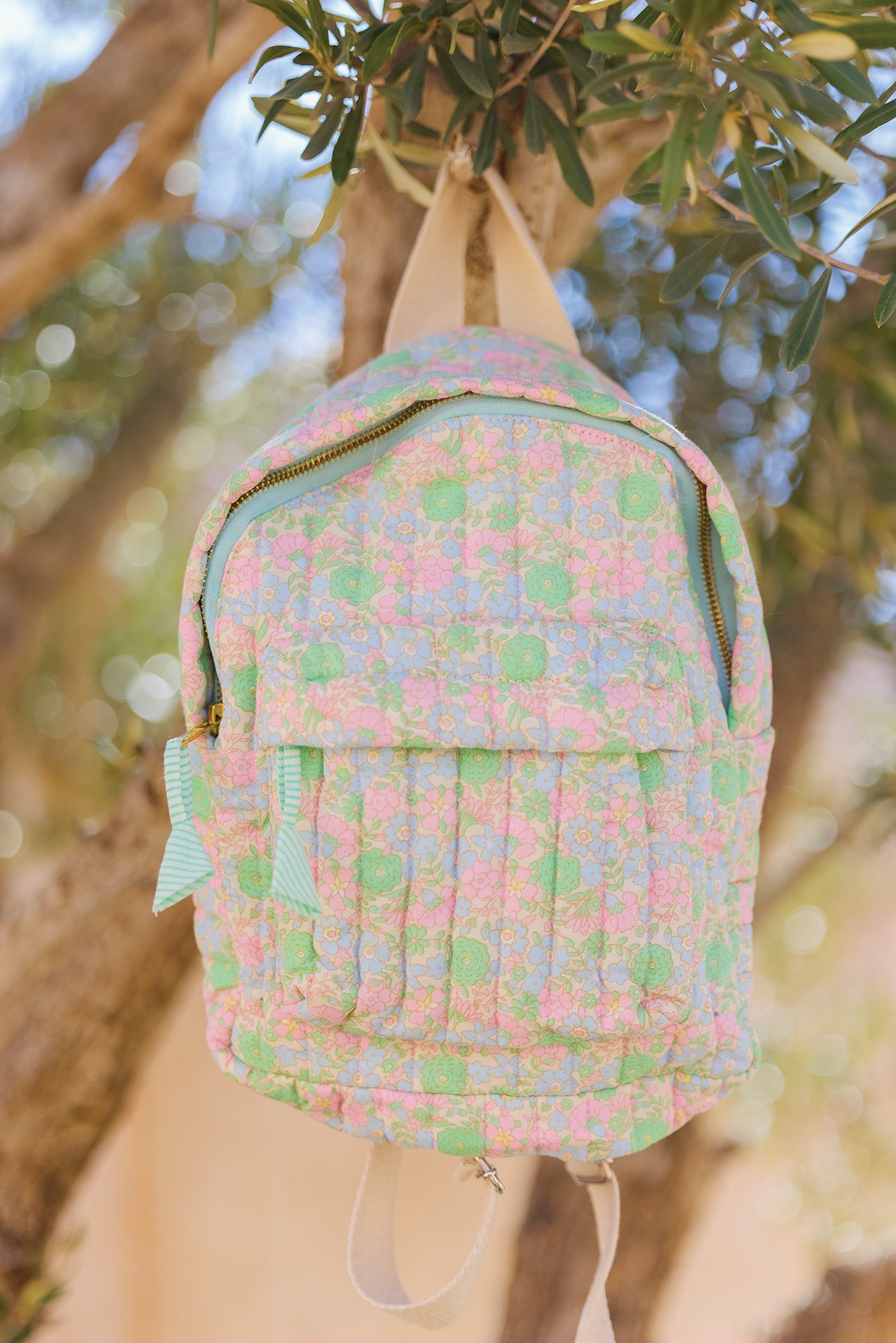 Sac à dos Bonton Fleurs vintage vert