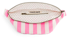 Neon pink striped fanny pack